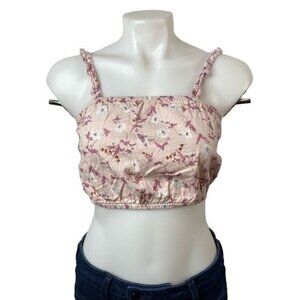 Ivy & Main Floral Tube Tank Pink Lavender Crop Tank Top Size XS&